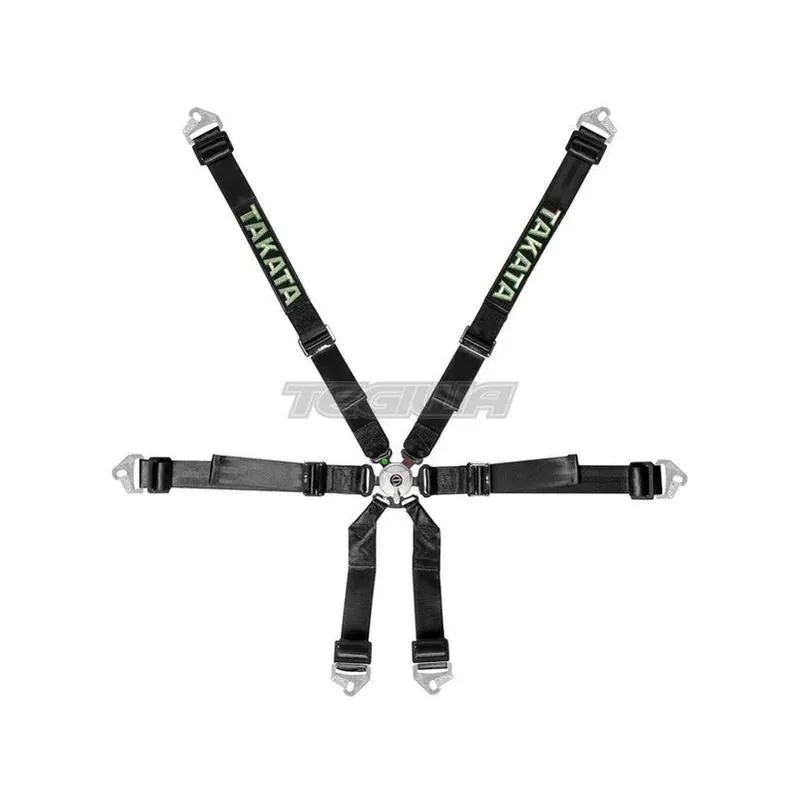 Takata Race 2x2 Harness Snap-On FHR Black - HANS Worldwide Shipping