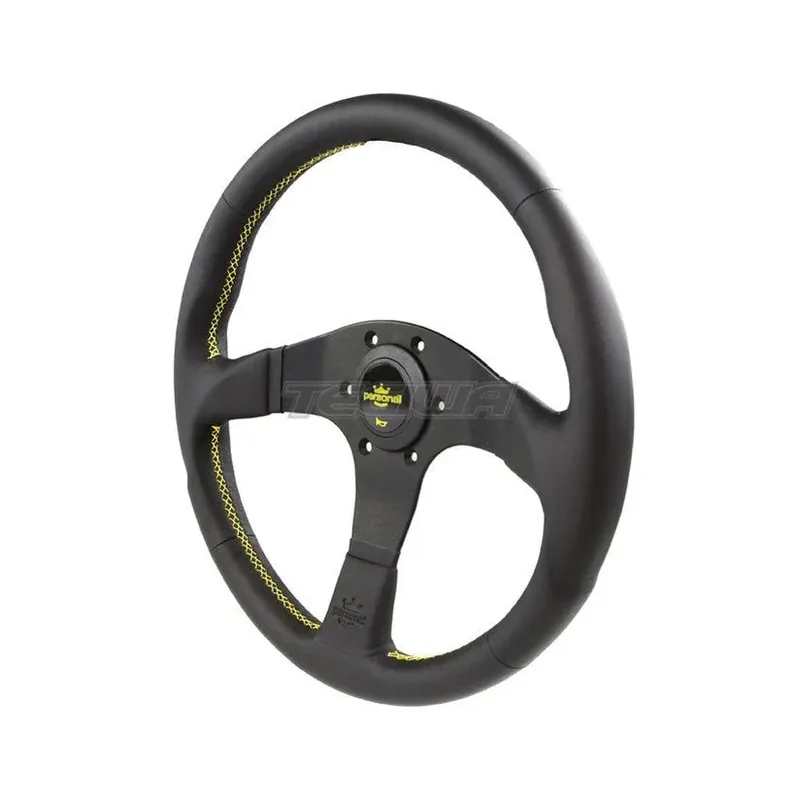 Personal Neo Actis Leather Steering Wheel Black with Yellow Stitching Budget