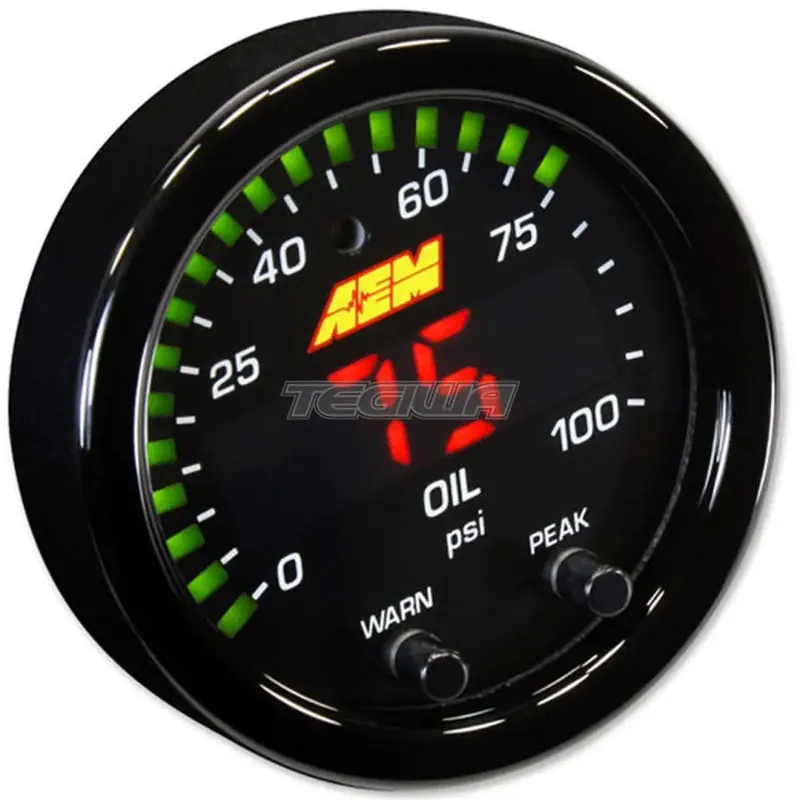 In Demand AEM X-Series Pressure Gauge 0~100PSI / 0~7Bar Black Bezel and Black Oi