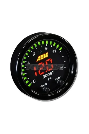Cheap AEM X-Series Pressure Gauge 0~15PSI Black Bezel and Black Boost/Fuel F