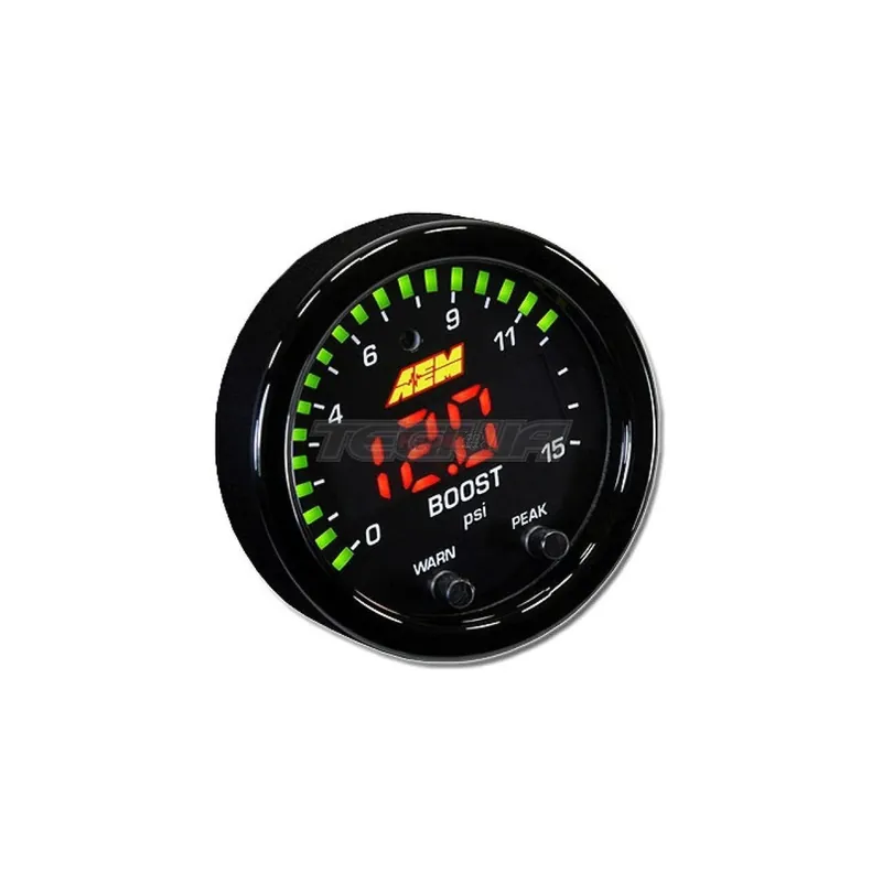 Cheap AEM X-Series Pressure Gauge 0~15PSI Black Bezel and Black Boost/Fuel F