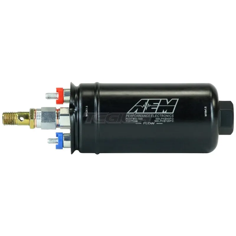 Worldwide Shipping AEM 400LPH Inline High Flow Fuel Pump M18X1.5 Inlet and M12X1.5 Outlet