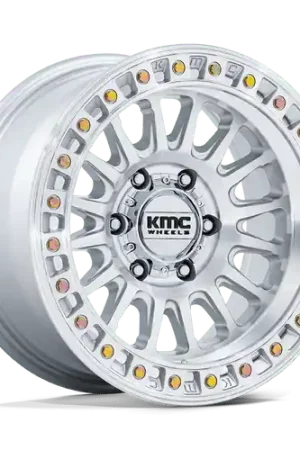 KMC KM552 IMS 5X127 17x8.5 -10 GLOSS SILVER W/ MACHINED FACE Warranty Included