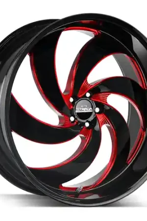 Strada Street Classics Retro 6 Blank 24x10 +15 Gloss Black Candy Red Milled Authentic