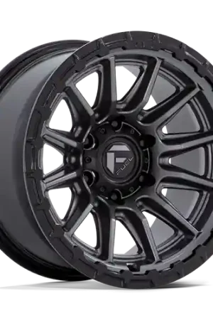 Grab Now Fuel 1PC FC866 PISTON 6X139.7 22x10 -18 MATTE GUNMETAL W/ GLOSS BLACK LIP