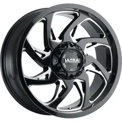 Worldwide Shipping Ultra 230BM Villain 8X180 20x10 -25 Gloss Black w/Milled Accents