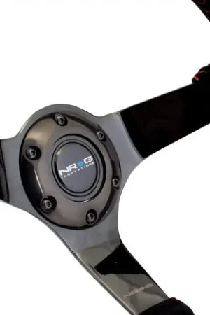 In Demand NRG Reinforced Steering Wheel (350mm / 3in. Deep) Blk Suede w/Red BBal — PMD Premier Motoring Development