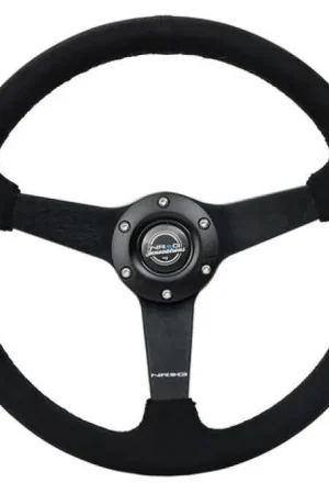 NRG Sport Steering Wheel (350mm/ 1.5in. Deep) Matte Black Spoke/ Black — PMD Premier Motoring Development Price Cut