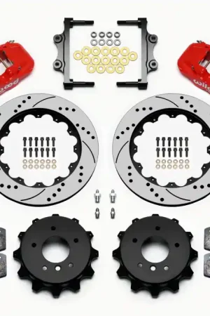 Wilwood AERO4 Rear Kit 14.00 Drilled Red 2007-2011 BMW E90 Series w/Li — PMD Premier Motoring Development Free Returns