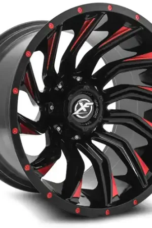 Fan Favorite XF Off-Road XF-224 6x135/6x139.7 20x10 -24 Gloss Black & Red Milled