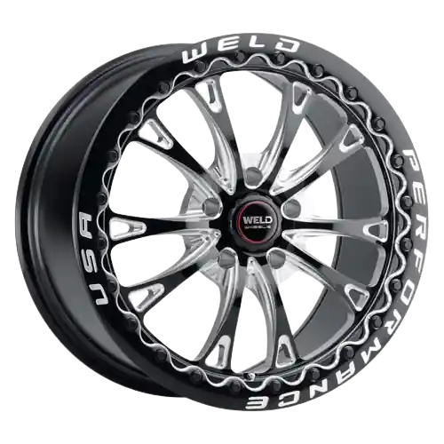 Grab Now WELD Performance Belmont Drag Beadlock 5x115 17x11 +6 Gloss Black/Milled Diamond Cut Lip