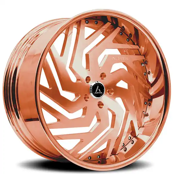 Hot Deal 24" Artis Forged Wheels Cicero Brushed Rose Gold Face with Rose Gold over Chrome Lip Rims