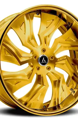 Latest 24" Artis Forged Wheels Buckeye Brushed Gold Face with Gold over Chrome Lip Rims