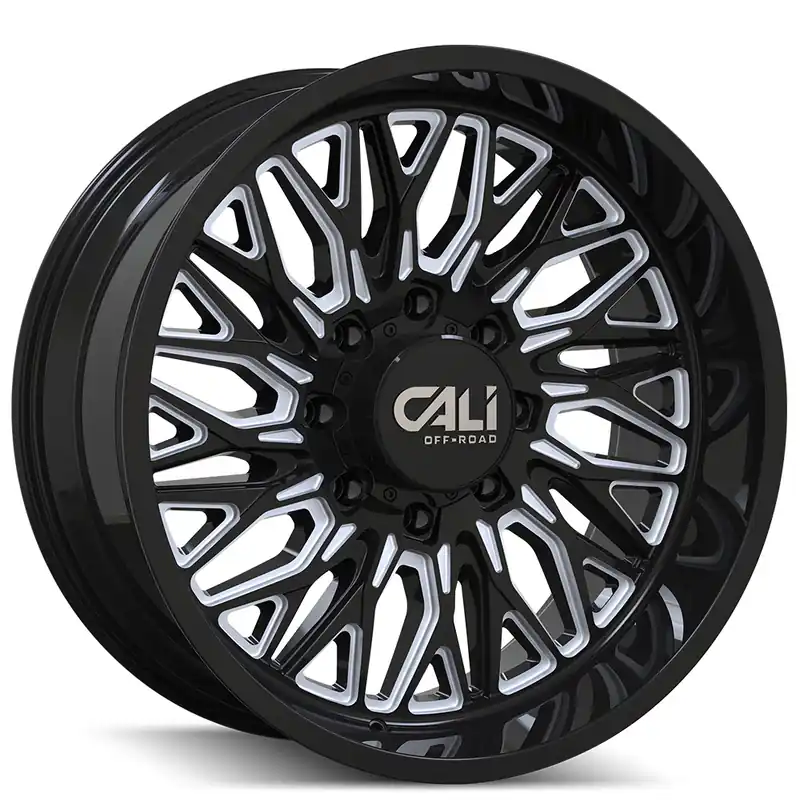 22" Cali Wheels 9118 Crusher Gloss Black with Milled Spokes Off-Road Rims While Supplies Last