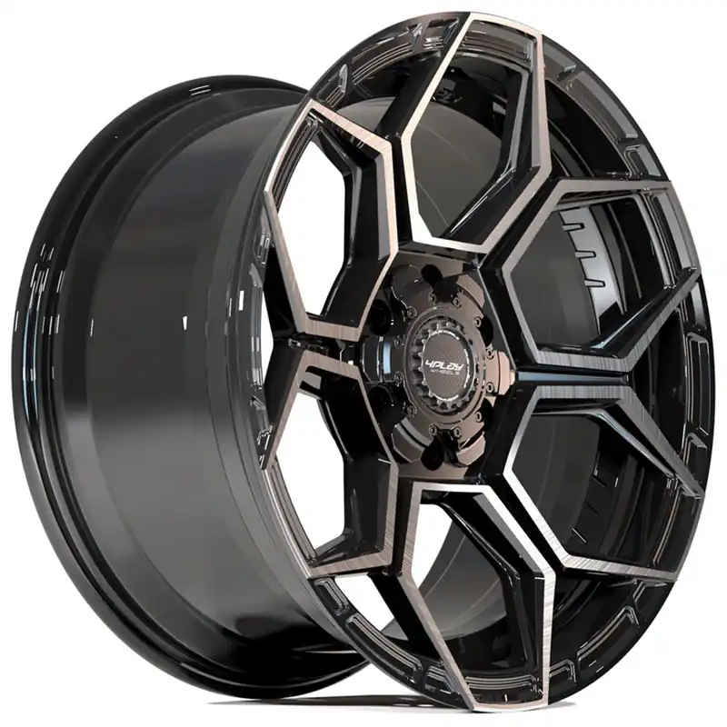 Free Shipping 24" 4Play Wheels 4PS26 Gloss Black with Brushed Face and Tinted Clear Off-Road Rims
