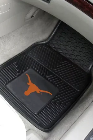 Discount Vinyl Front Floor Mats with University of Texas Logo; Black