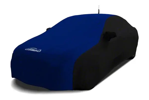 Fresh Stock Coverking Satin Stretch Indoor Car Cover; Black/Impact Blue