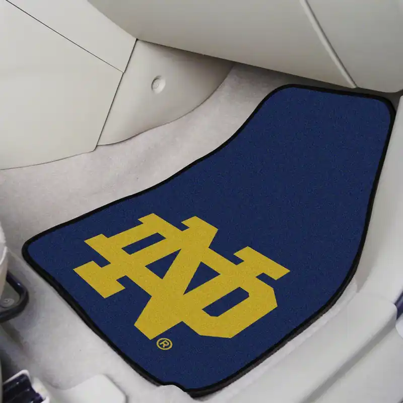 One Day Deal Carpet Front Floor Mats with Notre Dame Logo; Navy