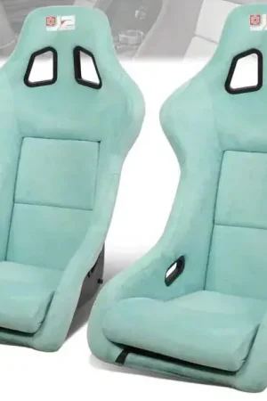 Microfiber Suede Medium Racing Bucket Seats with Seat Sliders; Lake Blue Same Day Shipping