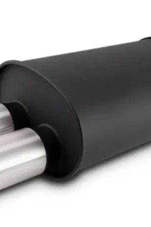 High Quality Vibrant STREETPOWER Blk Oval Muffler w/Dual Offset Tip 3in Inlet ID 3i — PMD Premier Motoring Development
