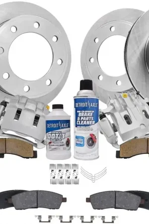 14pc Front & Rear Disc Rotors Calipers Ceramic Brake Pads Kit Fast Shipping