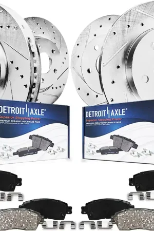 Buy Direct 8pc Front & Rear Drilled Slotted Rotors and Ceramic Brake Pads Kit