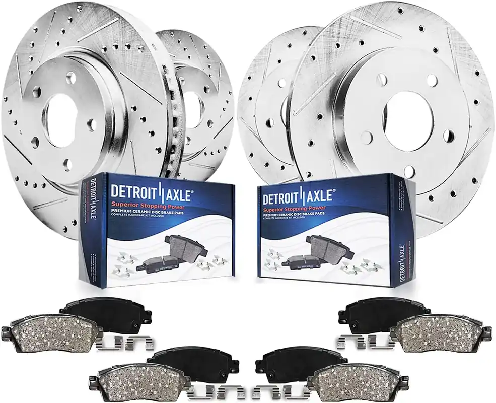 Buy Direct 8pc Front & Rear Drilled Slotted Rotors and Ceramic Brake Pads Kit