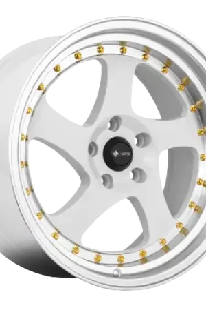 Order Now Vors VR2 5x120 18x9  +35 White Machine Lip Gold Rivet
