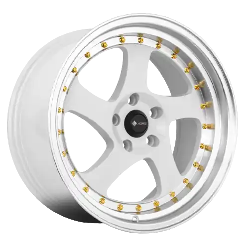 Order Now Vors VR2 5x120 18x9 +35 White Machine Lip Gold Rivet