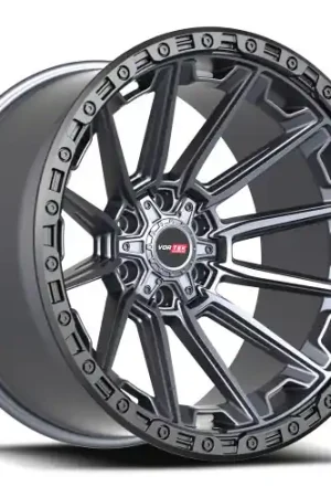 Vortek VRT-601 6x135/6x139.7 22x12 -44 Matte Titanium With Black Bead Ring Bulk Order