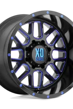 XD XD820 GRENADE 8X180 20X9 +18 SATIN  BLACK MILLED WITH BLUE CLEAR COAT Time-Limited