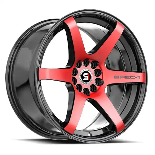Spec-1 SPT-32 5x100/5x114.3 18x9 +38 Gloss Black & Red Machined Flash Sale