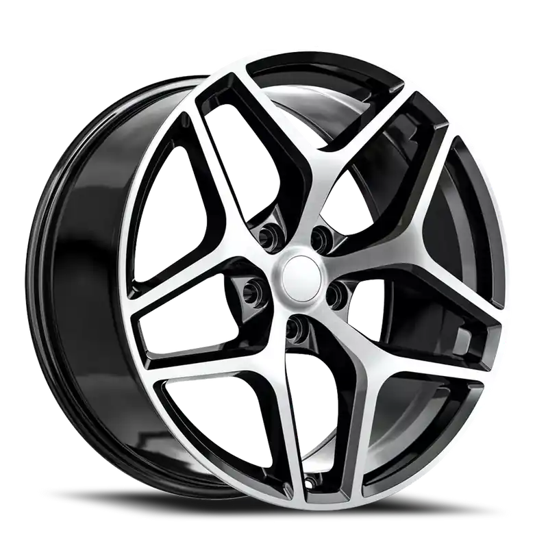 Money Back Guarantee O.E. Revolution Z28 Wheel 22x9 5x120 Gloss Black & Machined 35mm