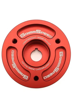 Certified GrimmSpeed Lightweight Crank Pulley (Red) - 2002-2014 Subaru WRX / 2004-2021 Subaru STI