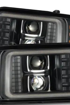 AlphaRex 92-96 Ford F-Series/Bronco LUXX-Series Proj Headlights Blk w/Actv Light SeqSig & SBDRL Mega Sale