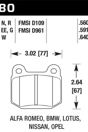 Limited Edition Hawk 04-09 Infiniti G35 3.5L Base Brembo Brakes OE Incl.Shims Rear ER-1 Brake Pads