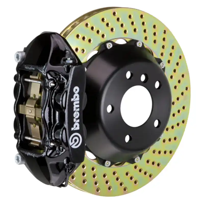 Brembo 01-02 Viper RT10/GTS/92-00 Viper RT10/GTS Rr GT BBK 4Pist Cast 345x28 2pc Rotor Drill-Black Flash Sale