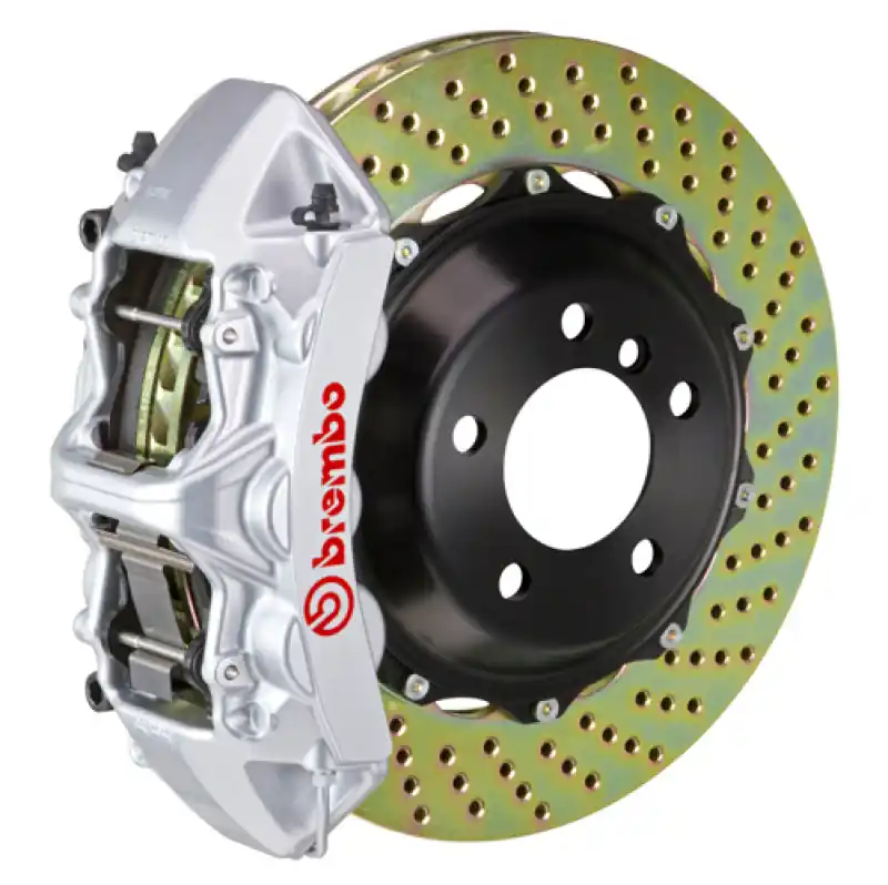 Get Yours Brembo 95-98 993 C2/C4/C4S/Turbo Front GT BBK 6 Piston Cast 380x32 2pc Rotor Drilled-Silver