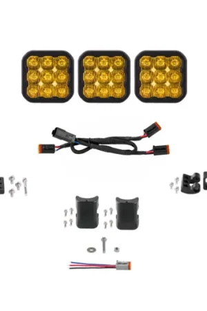 Latest Diode Dynamics SS5 Pro Universal CrossLink 3-Pod Lightbar - Yellow Driving