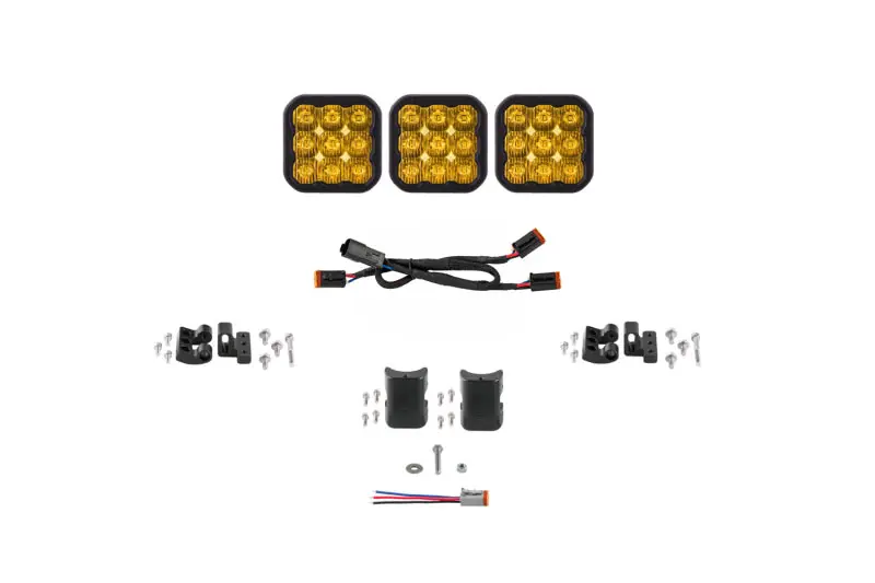 Latest Diode Dynamics SS5 Pro Universal CrossLink 3-Pod Lightbar - Yellow Driving