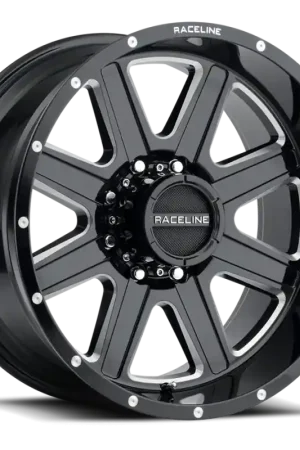 Bargain Raceline 940M Hostage 20x10in / 8x165.1 BP / -19mm Offset / 125.2mm Bore - Black & Milled Wheel