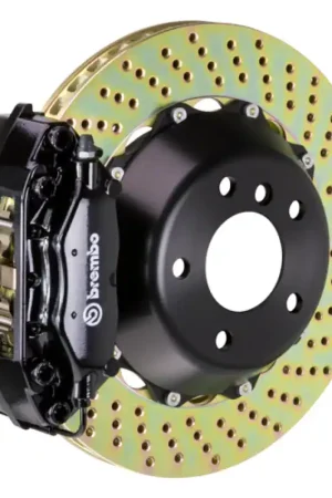 Discount Brembo 00-03 M5/97-03 5-Series Rear GT BBK 4 Piston Cast 2pc 345x28 2pc Rotor Drilled-Black