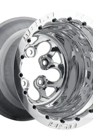 Weld Alpha-1 15x13 / 5x4.5 BP / 4in BS Polished Wheel - Polished Double Beadlock MT Discount