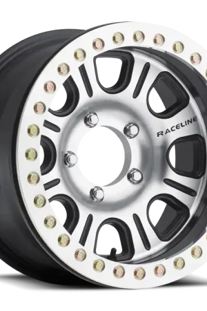 Save Now Raceline RT232 Monster 15x8in/5x139.7 BP/-32mm Offset/107.95mm Bore - BLK & Machined Beadlock Wheel