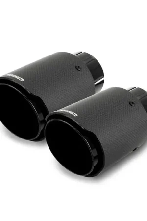 Discount Mishimoto 2x Carbon Fiber Muffler Tip 2.5in Inlet 3.5in Outlet Black