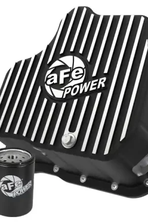 aFe POWER GM Diesel Trucks 01-10 V8-6.6L (td) Pro Series Engine Oil Pan Black w/ Machined Fins Exclusive Offer
