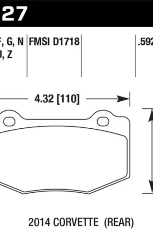 Popular Hawk 2014 Chevrolet Corvette DTC-70 Rear Brake Pads