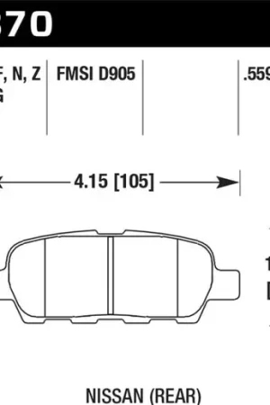 Get Yours Hawk 03-07 350z / G35 / G35X w/o Brembo HP+ Street Rear Brake Pads