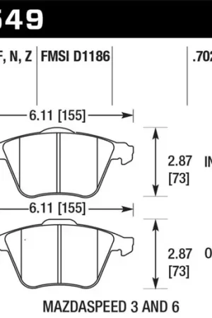 Final Sale Hawk 2007-2013 Mazda 3 Mazdaspeed HPS 5.0 Front Brake Pads