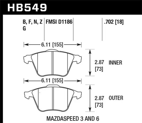 Final Sale Hawk 2007-2013 Mazda 3 Mazdaspeed HPS 5.0 Front Brake Pads